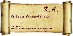 Krizsa Annamária névjegykártya